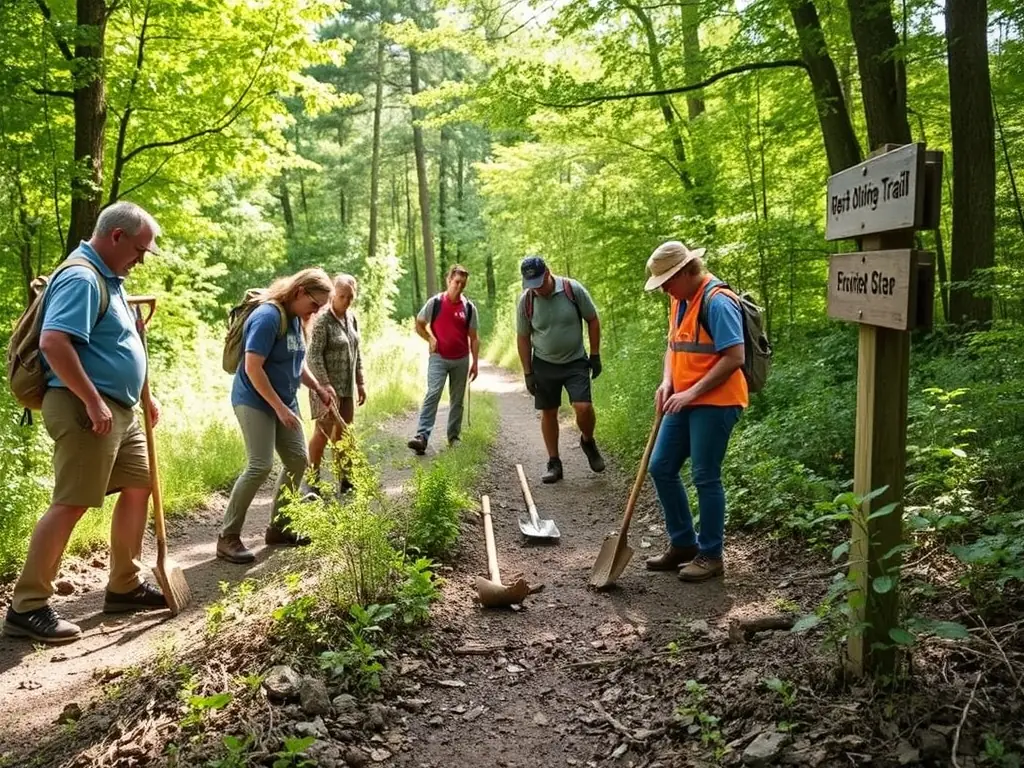 Volunteers assisting with track maintenance and safety checks at a motocross event, demonstrating the community support and collaborative effort behind LES CAGOUILLES GUIDONNEES.