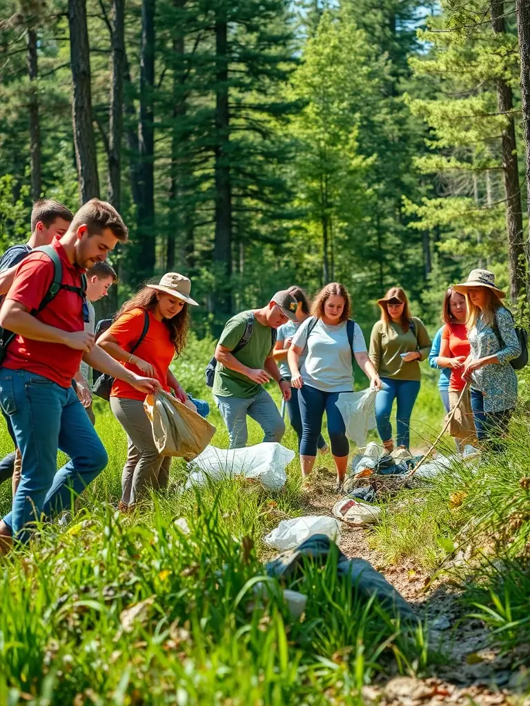 A group of volunteers from LES CAGOUILLES GUIDONNEES working together to maintain a local motocross track, emphasizing community involvement and responsible stewardship of resources.